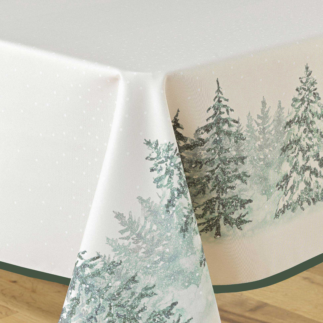 Christmas 150 x 300 cm, julduk närbild med granar