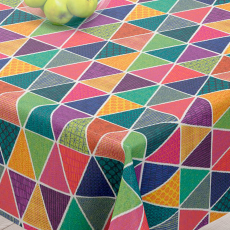 Chulo Multicolor - Textilvaxduk med färgglada trekanter - 155 cm bred