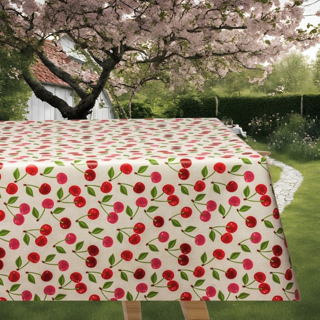 Miljöbild av Ciliegia - Naturfärgad vaxduk med körsbärs- och linnelook