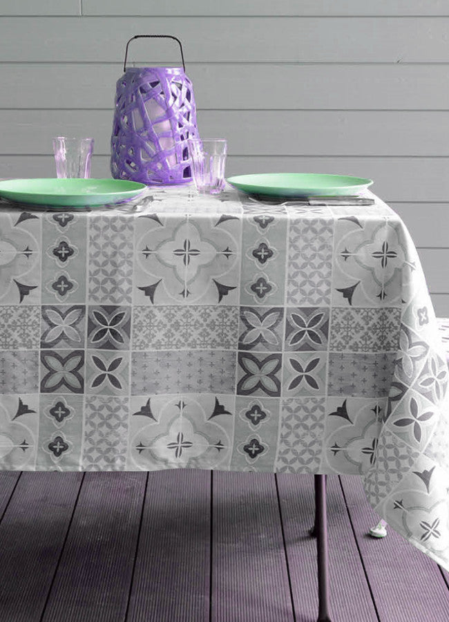 Ciment lin nature, Laura Lancelle textilvaxduk, 155 cm bred