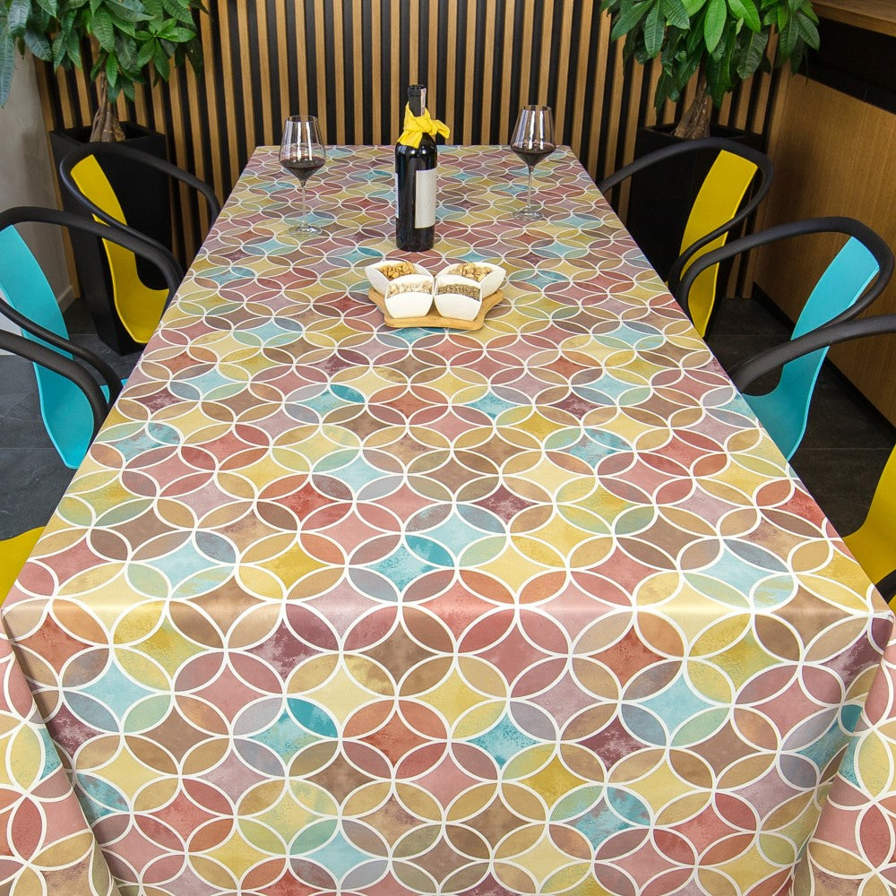 Circle Graphics Varm - Vaxduk med elegant grafiskt cirkelmönster