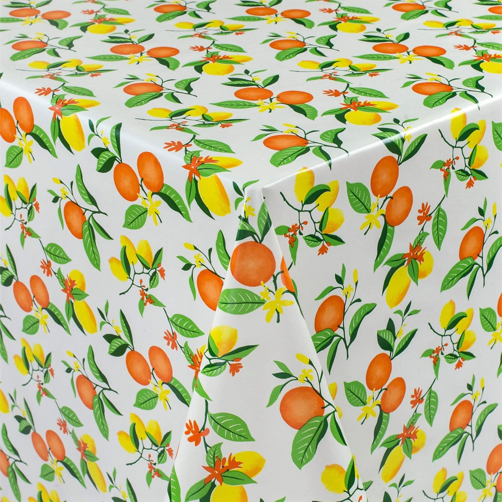 Närbild av Citrus Fröjd - Härlig vaxduk med apelsiner och citroner