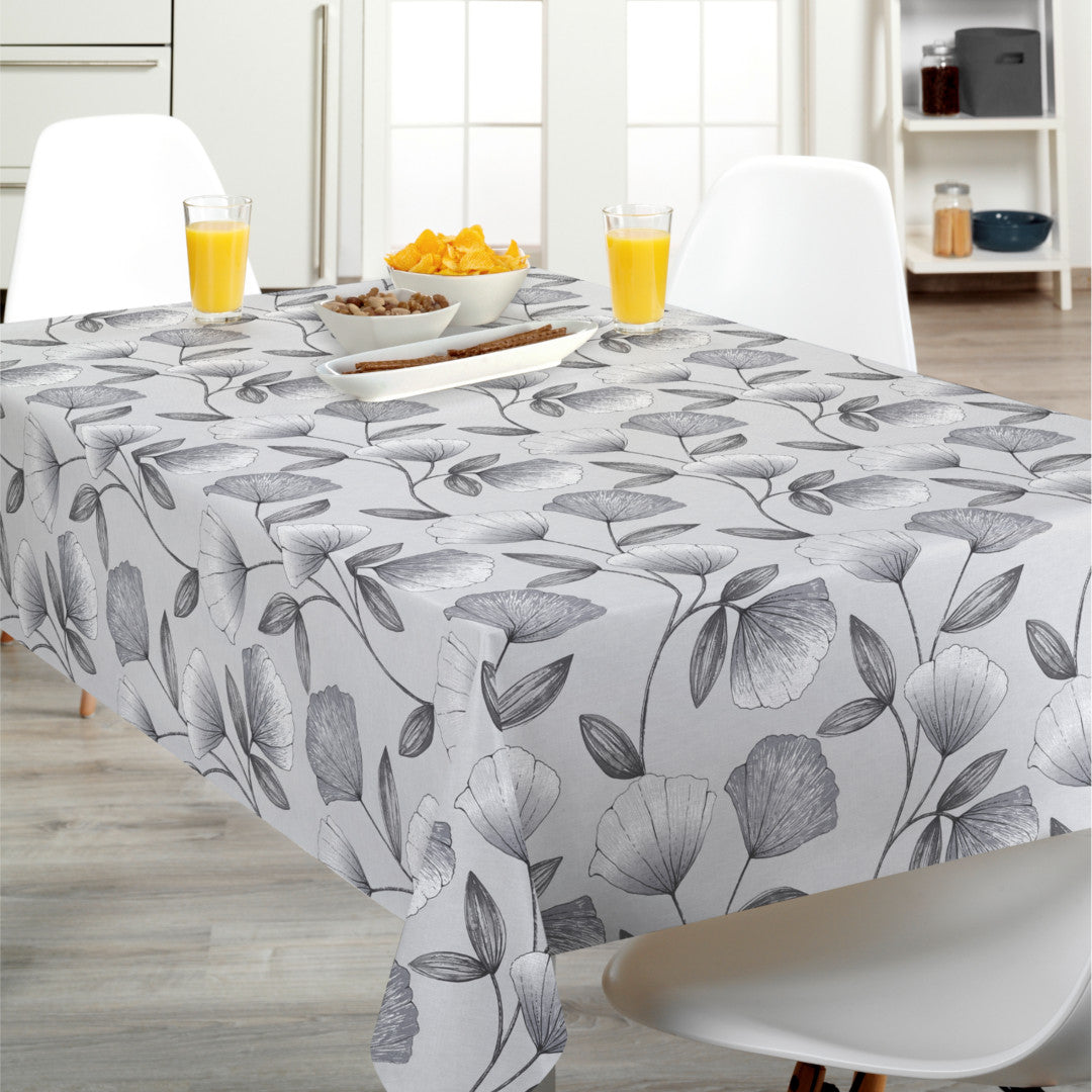 Miljöbild av Claira Grå - Vaxduk med ritade blommor