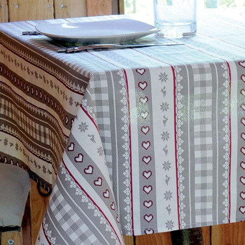 Textilvaxduk med julränder - 155 cm bred