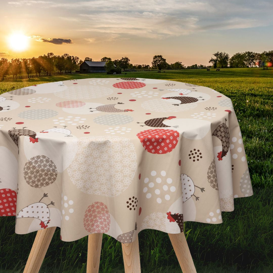 Cocotine Textilia - Rund extra mjuk vaxduk med trevliga höns