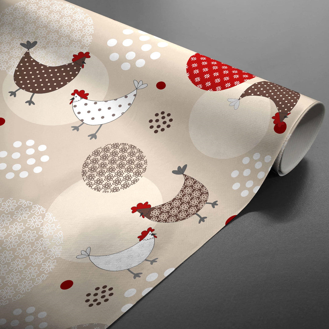 På rulle Cocotine Textilia vaxduk med trevlig höns