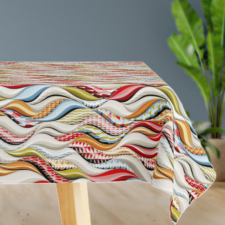 Colorfull Waves - Textilvaxduk med färgglatt vågmönster