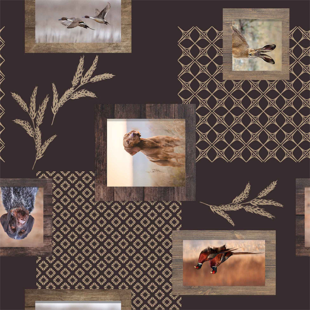 Colvert Taupe - Vaxduk med jaktmotiv