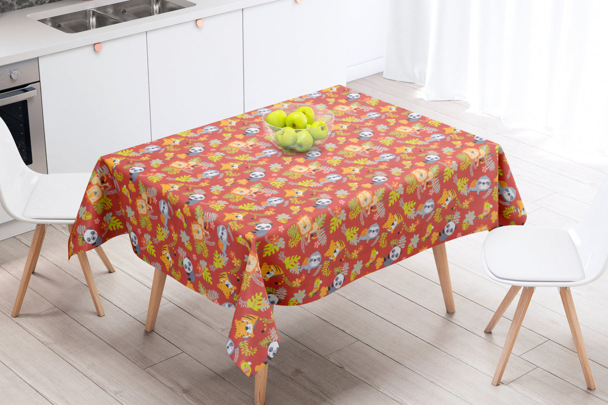 Cool Terracotta - textilvaxduk med söta djur - 155 cm bred