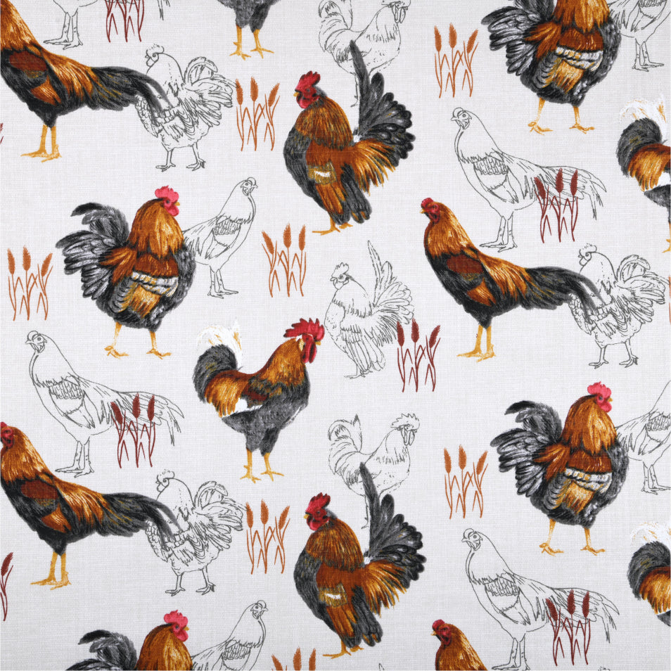Textilvaxduk med hönsmotiv 155 cm bred