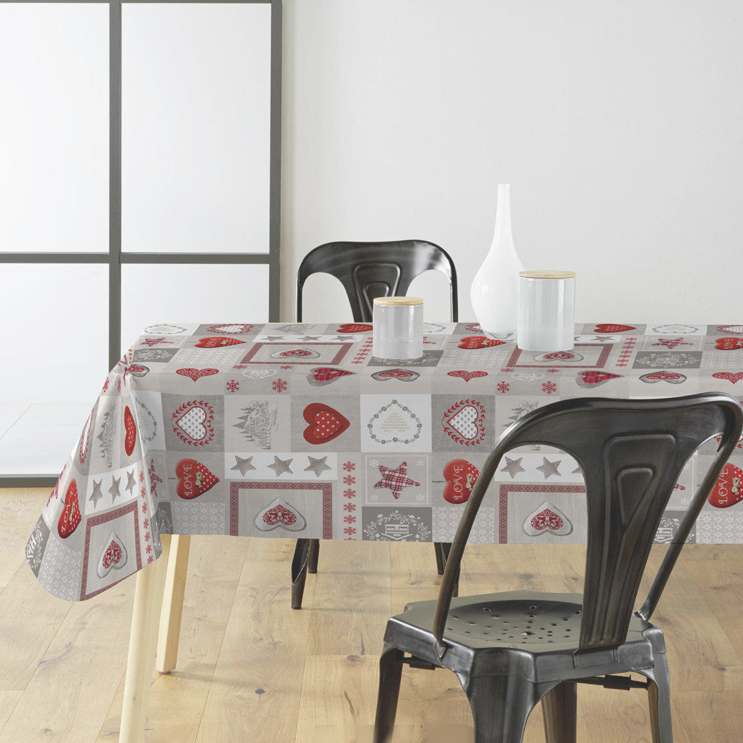 Utrullad Courchevel - Julvaxduk med hjärtan, stjärnor och alpstil