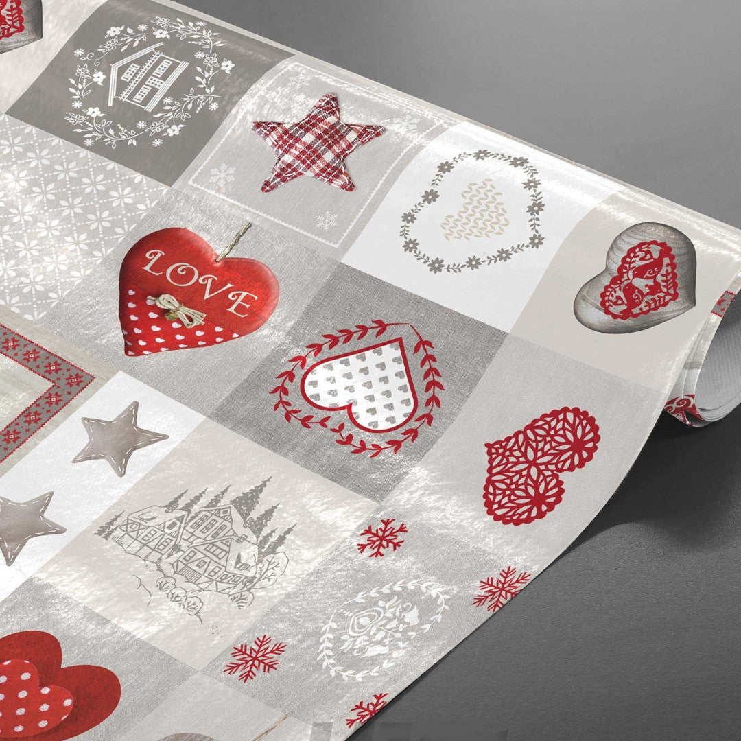 Courchevel - Julvaxduk med hjärtan, stjärnor och atmosfär från Alperna