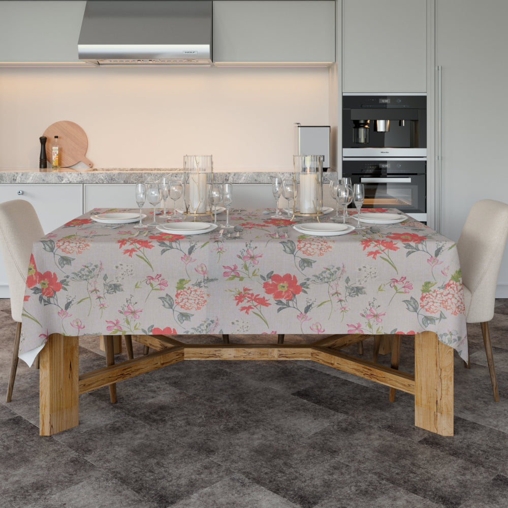 Crocus Röd - textilvaxduk med vackra blommor - 100 % linne