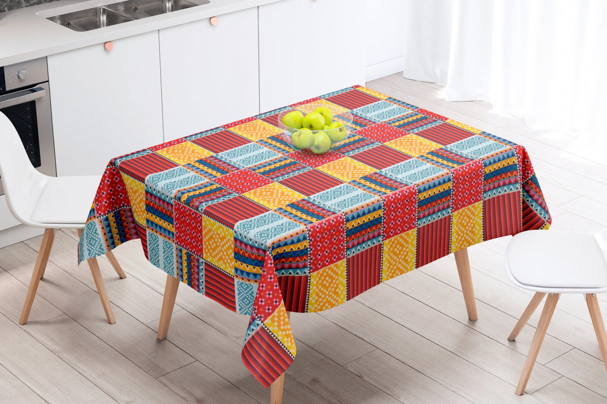 Cuzco Röd – Textilvaxduk med mexikanskt mönster – 155 cm bred