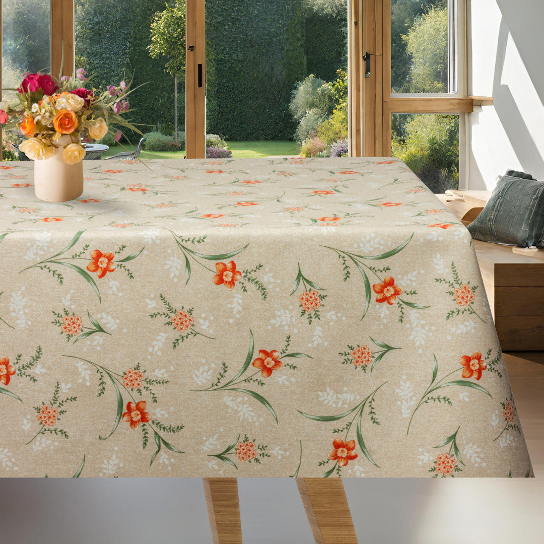 Daglilja natur - Vaxduk med blommor och linnelook