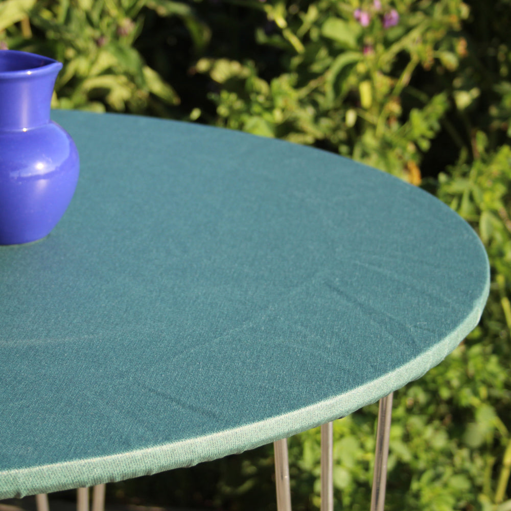 Dali textilvaxduk blå-grön - rund textilvaxduk med resårkant