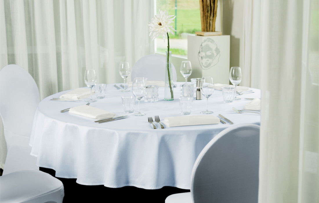 Gastro vit Ø 160 cm, rund damastduk
