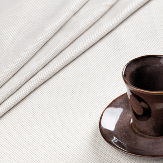 Linnelook Ø 240 cm, rund damastduk med linnestruktur vit