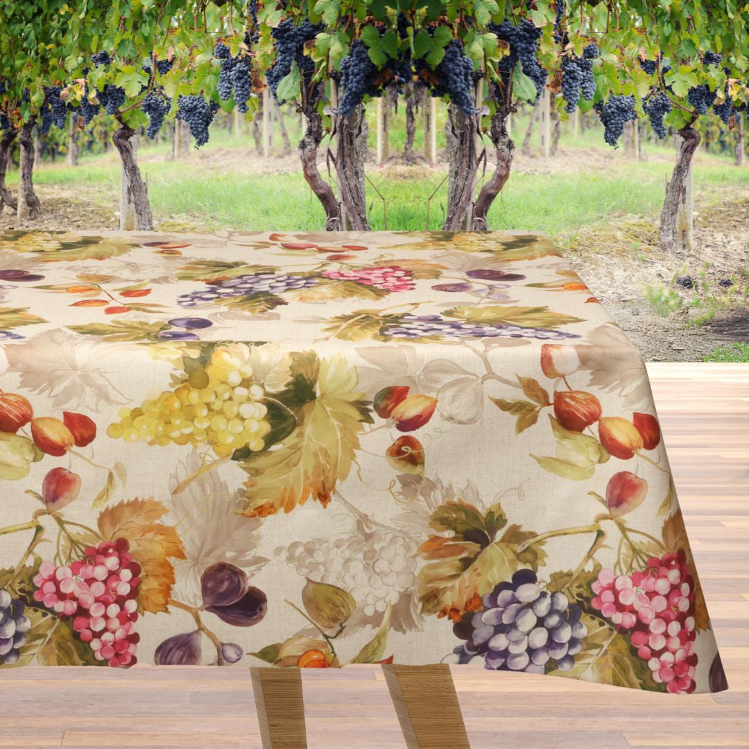 Degustazione di Vino Sotto le Luci – Textilvaxduk med vinstockar