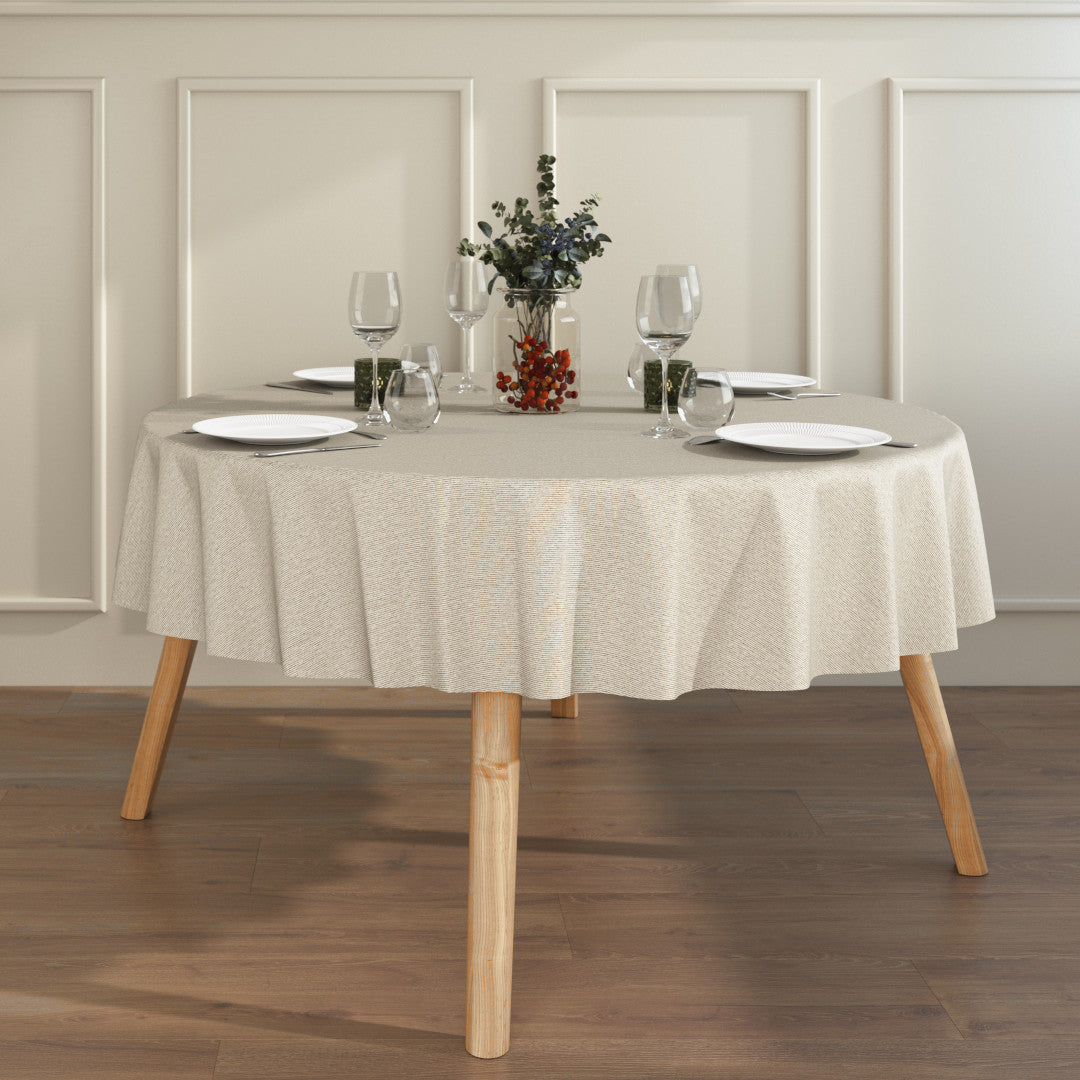 Miljöbild med rund textilvaxduk