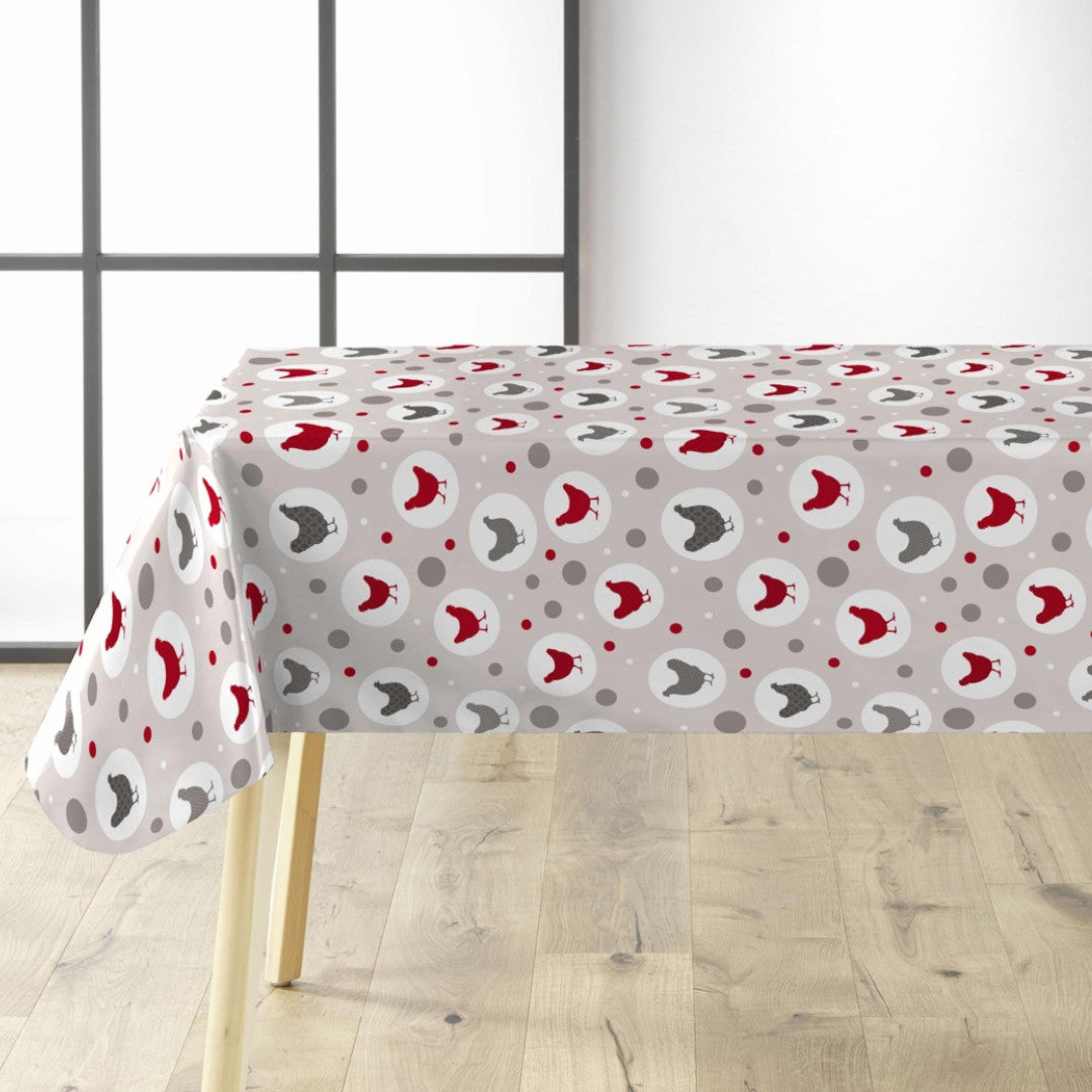 Den stolta hönan - Ljusgrå vaxduk med höns