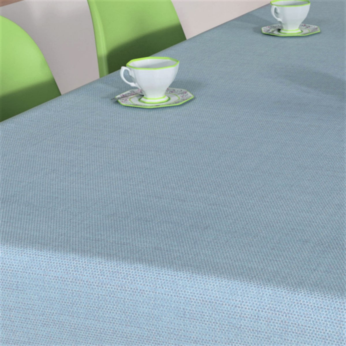 Miljöbild av Denim Look ljusblå, vaxduk med lätt präglad yta