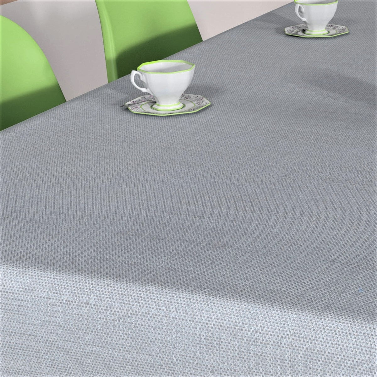 På bordet Denim Look ljusgrå, vaxduk med lätt präglad yta