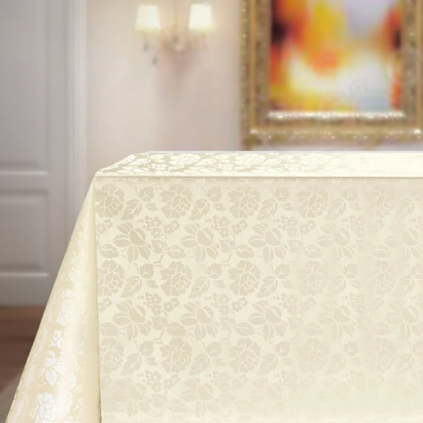 Diamond Damask Flowers Cream - Vaxduk med blommor på bordet