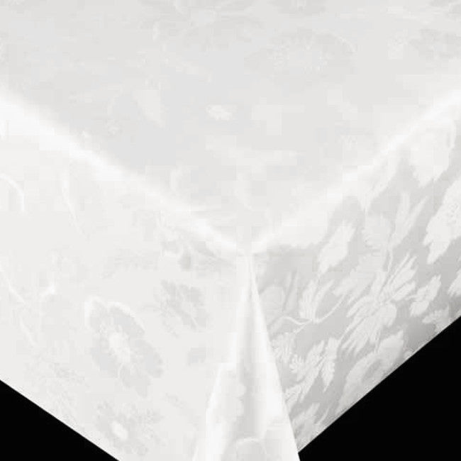 Diamond damast präglad vaxduk i vit, 140 cm bred