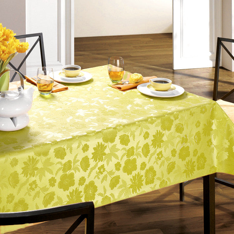 Damast Vaxduk - Diamond grön, 140 cm bred