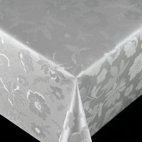Diamond Silver/grå, damast präglad vaxduk, 140 cm bred