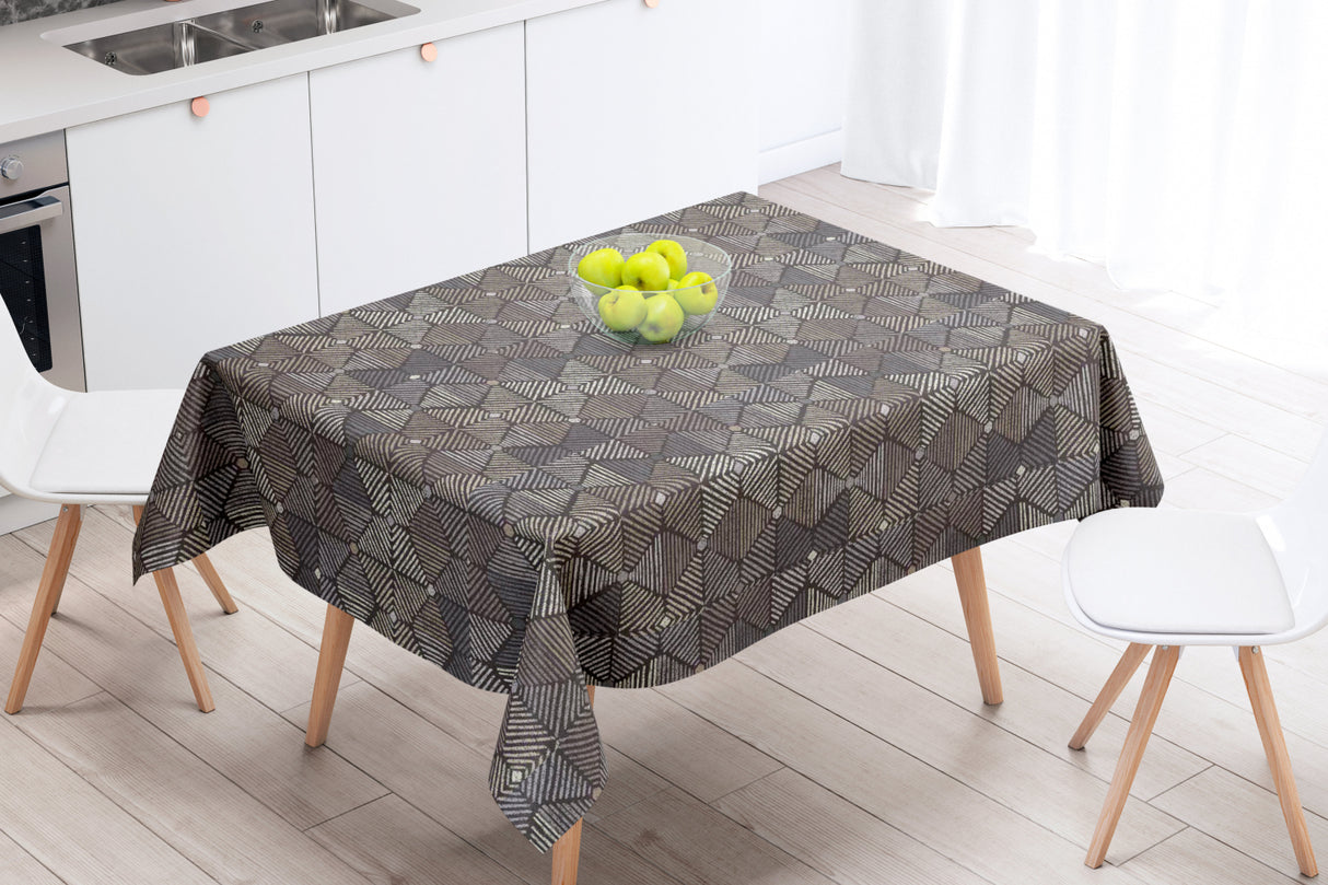 Diego Grå - Textilvaxduk med grafiskt mönster - 155 cm bred