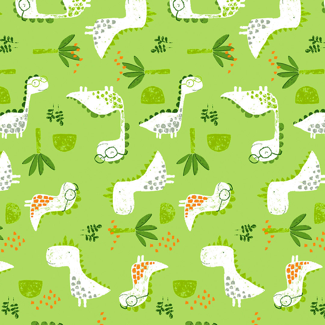 Dinocroc Grön - Captain Cook vaxduk med roliga dinosaurer