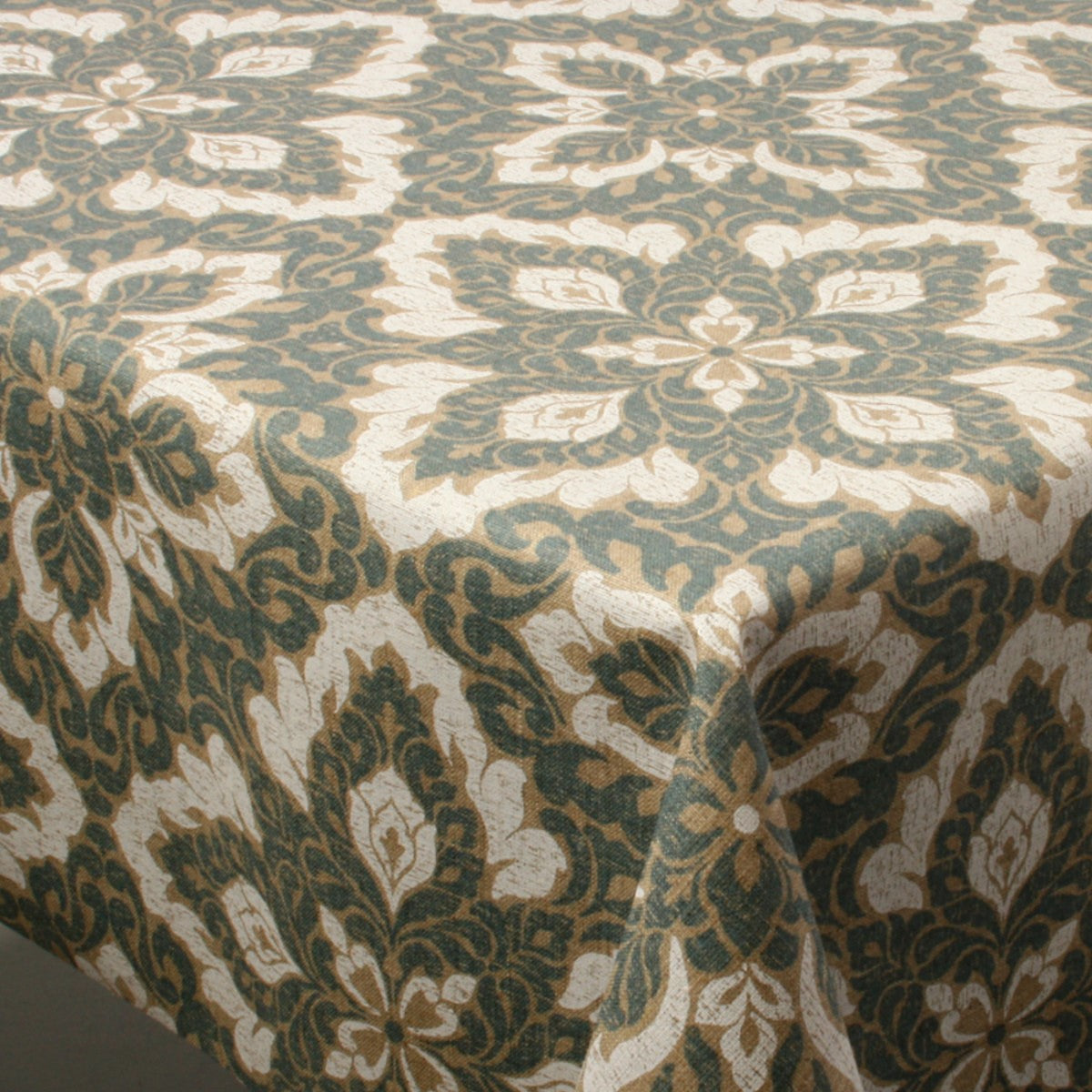 Domaine Blå - Vacker linneduk med blommor i form av mandalor - 100 % lin