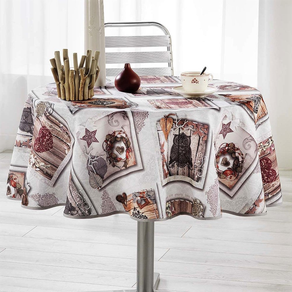 Wood Love Höstugglor - Rund julduk med fläckskydd, Ø 180 cm