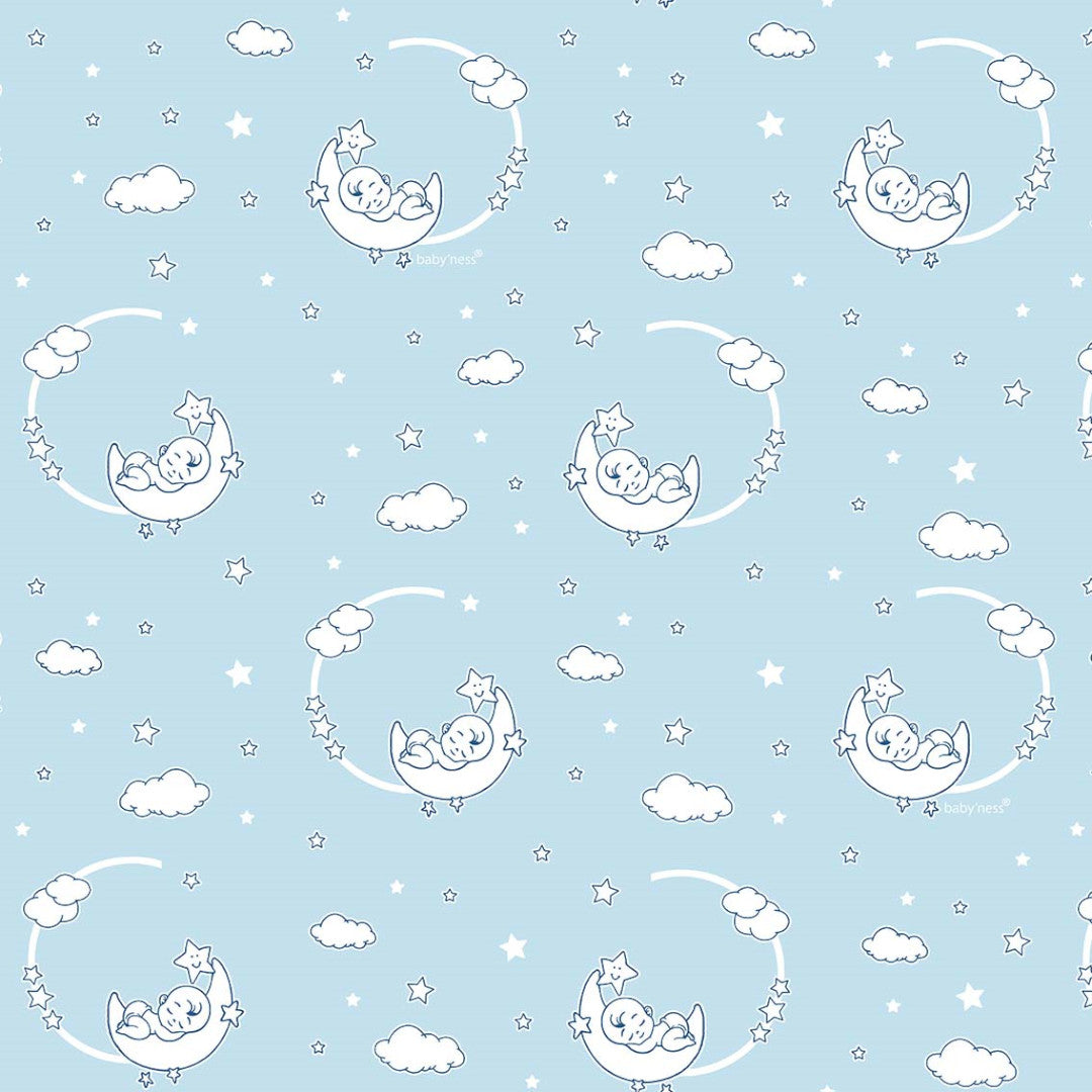 Elefantens vaggvisa ljusblå - Vaxduk i linnelook