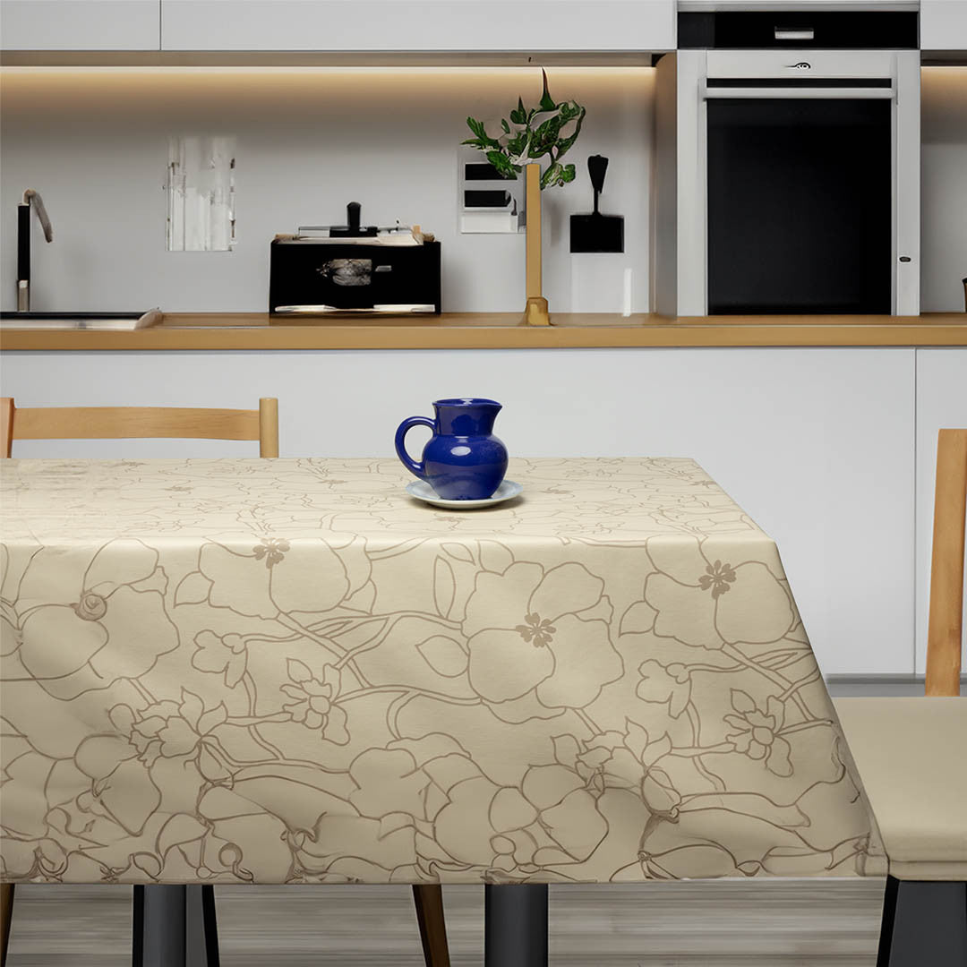 Elegant Blomma – Vaxduk i beige