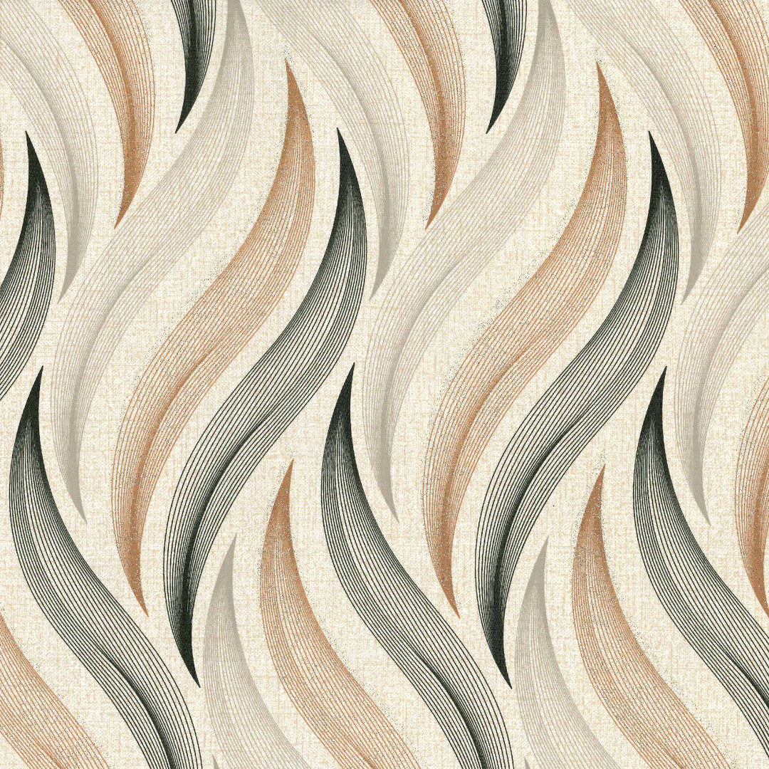 Närbild av Elegant Flow vaxduk med vågmönster