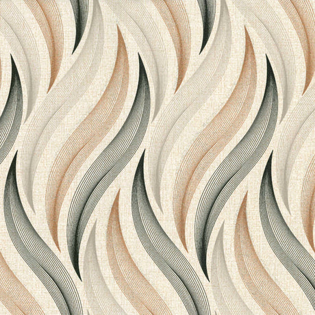 Närbild av Elegant Flow vaxduk med vågmönster