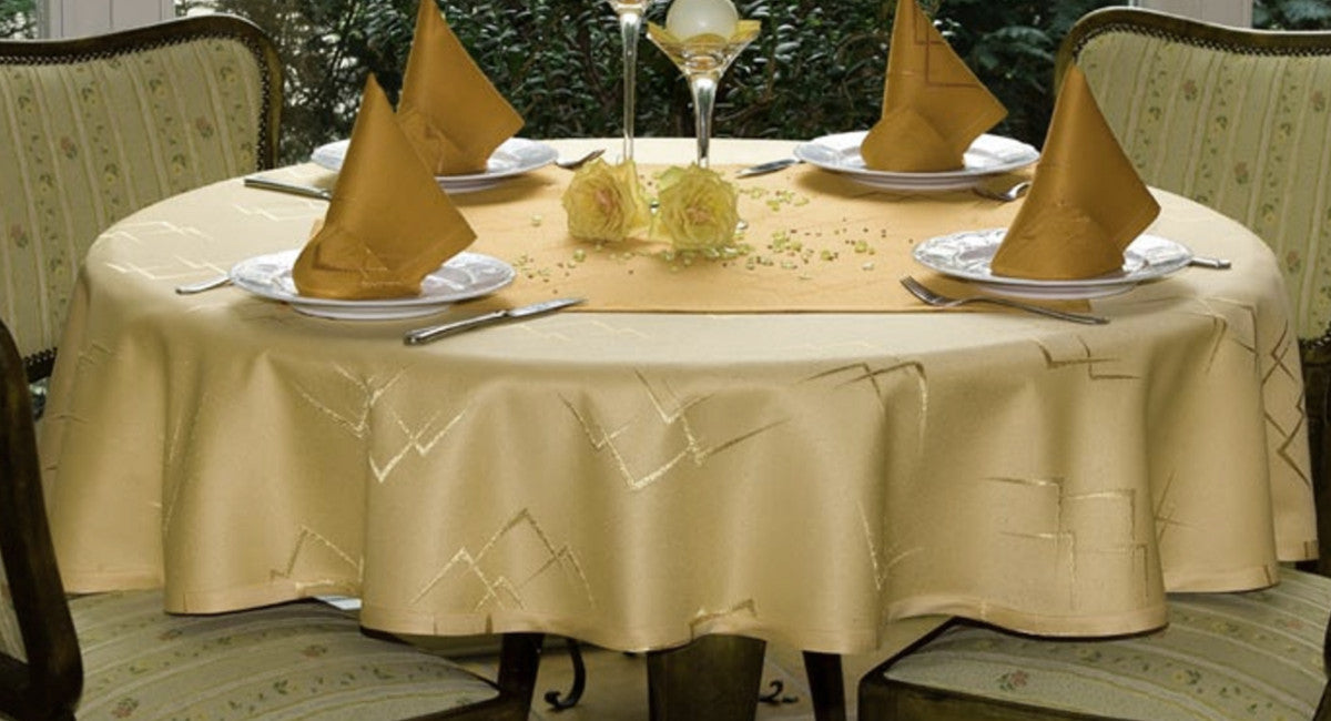 Eleganz Champagne Ø 160 cm, damastduk med teflon