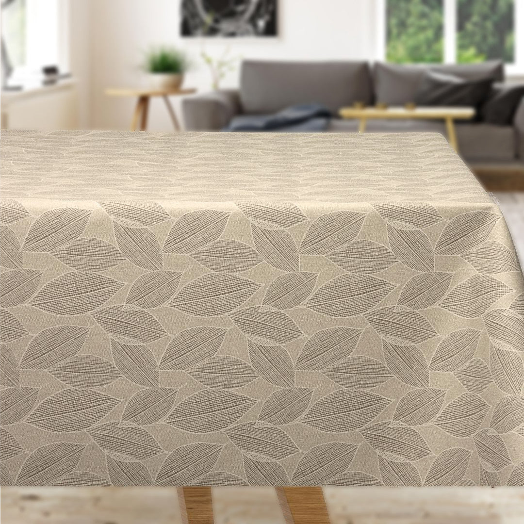 Elza Forrest Natur - Textilvaxduk med bladmönster och glidskydd