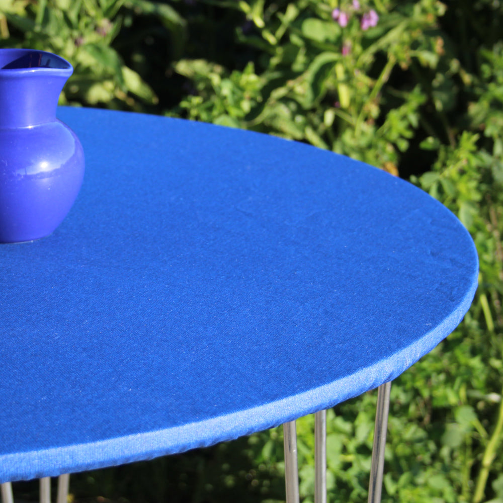 Enfärgad textilvaxduk blå - rund textilvaxduk med resårkant