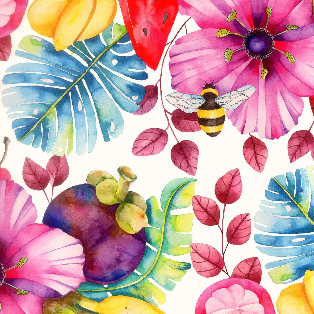 Estate ai tropici – Textilvaxduk med frukter och blommor