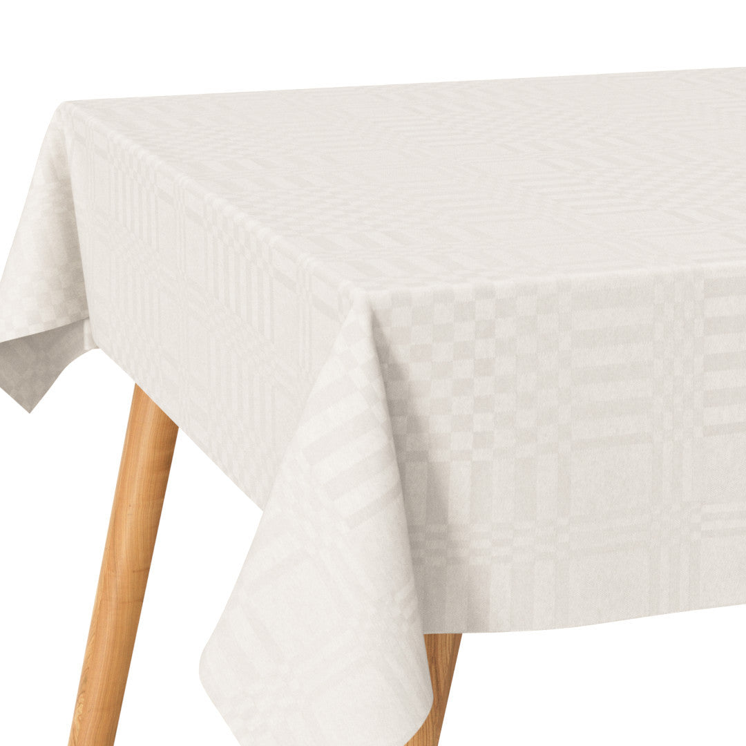 Estratela - Klassisk textilduk i offwhite med elegant rutmönster och glidskydd