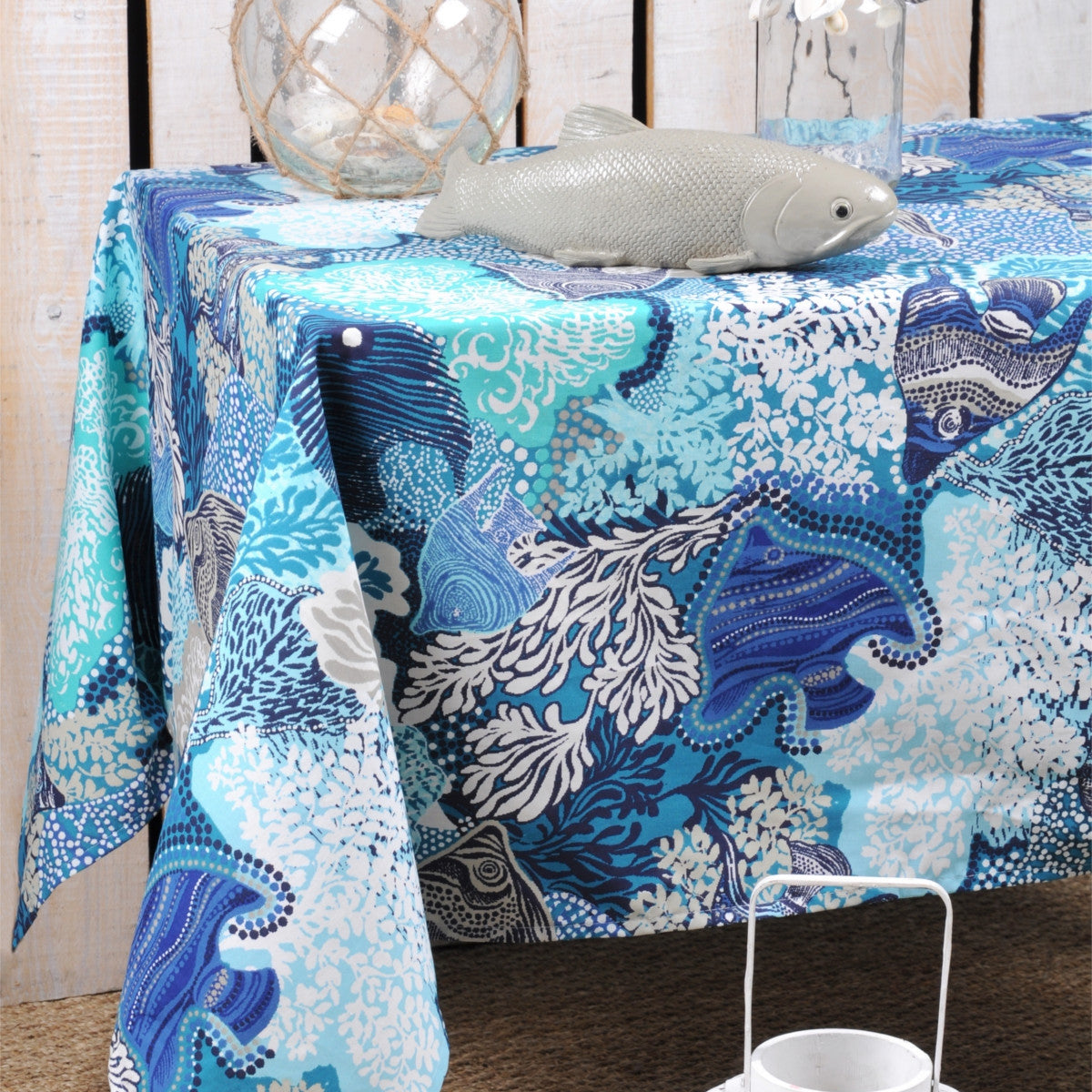 Exofish blå, Laura Lancelle textilvaxduk