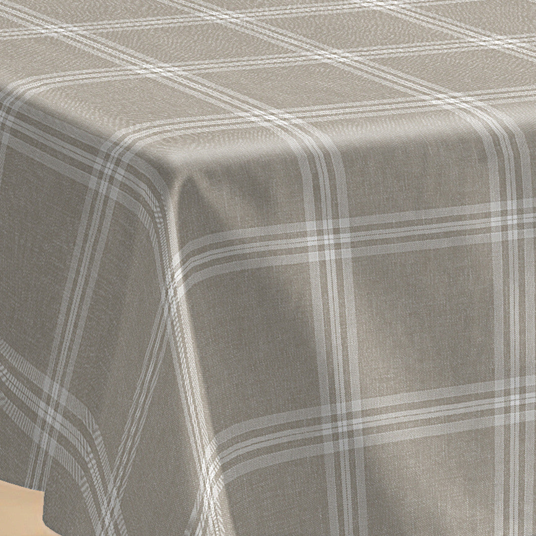 Fade Taupe - Vaxduk med rutor i fin linne-look, hörn bild