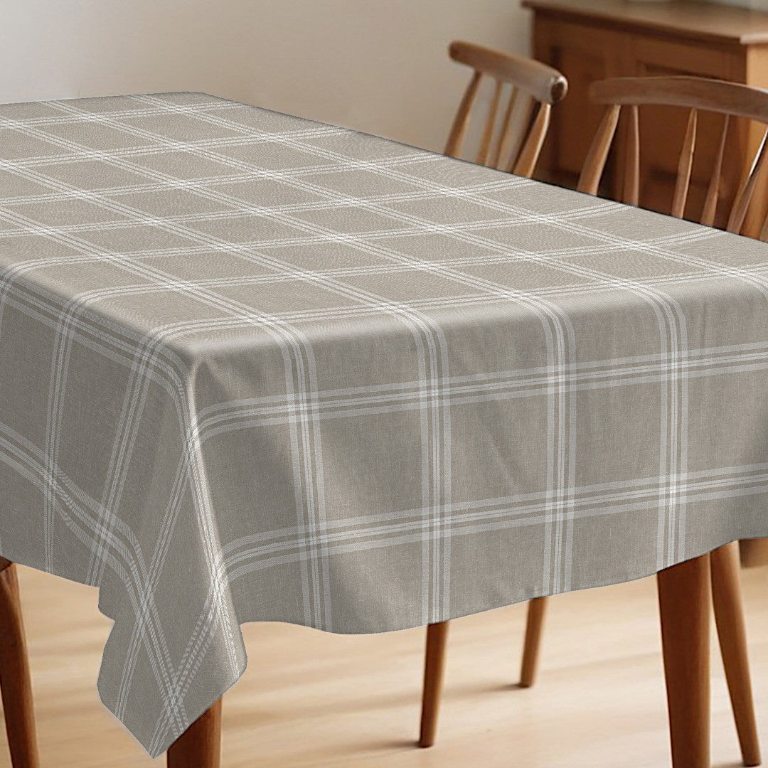 Fade Taupe - Vaxduk med rutor i fin linne-look miljöbild