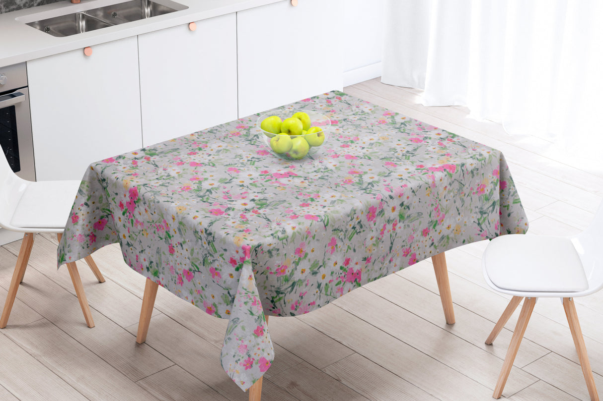 Faustine Ljusrosa - Vacker linneduk med blommor - 100 % linne