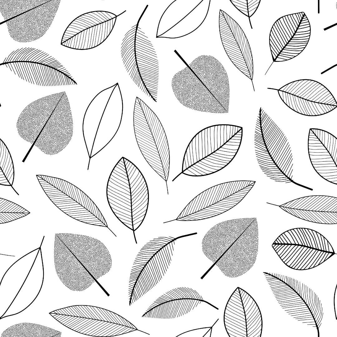 Feuillette Black Glitter - Kraftig genomskinlig vaxduk med streck blad och glittereffekt