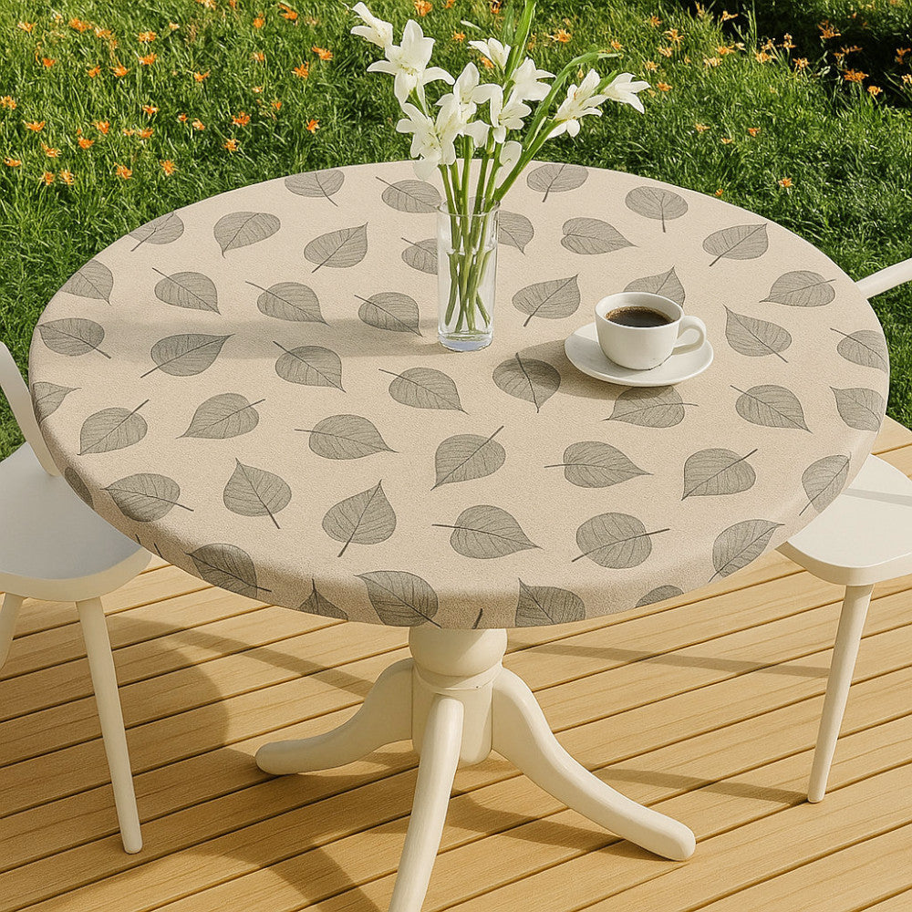 Textilia Feuillys Linen - Rund vaxduk med resår